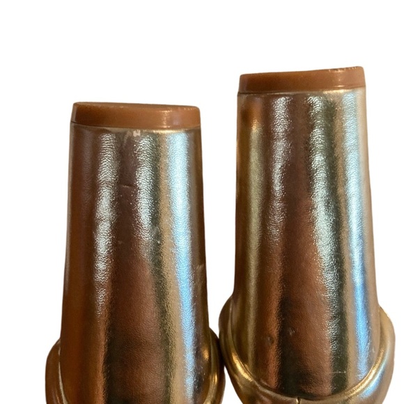 Nicole Miller Metallic Gold Strappy Chunky Heels Size 8 - Picture 9 of 12